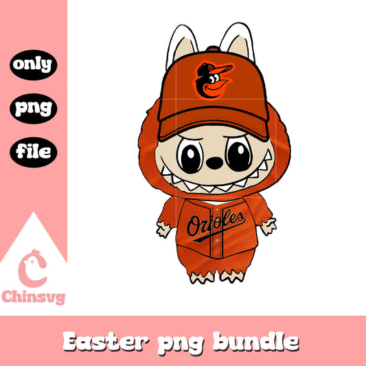 Labubu baltimore orioles doll clothes design png, baltimore orioles png