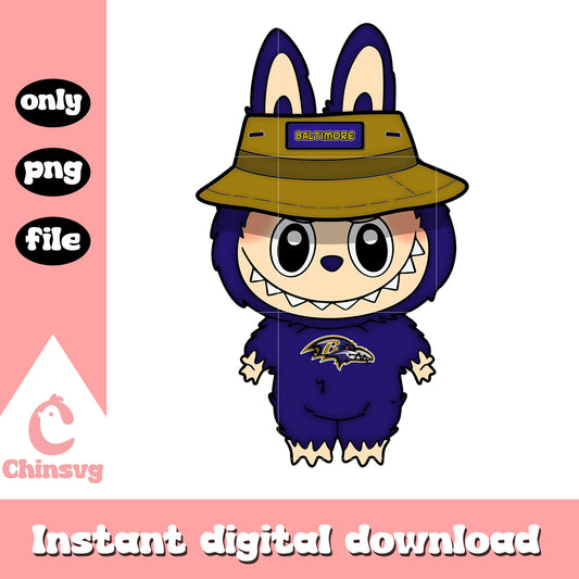 Labubu baltimore ravens clothes design png, baltimore ravens png