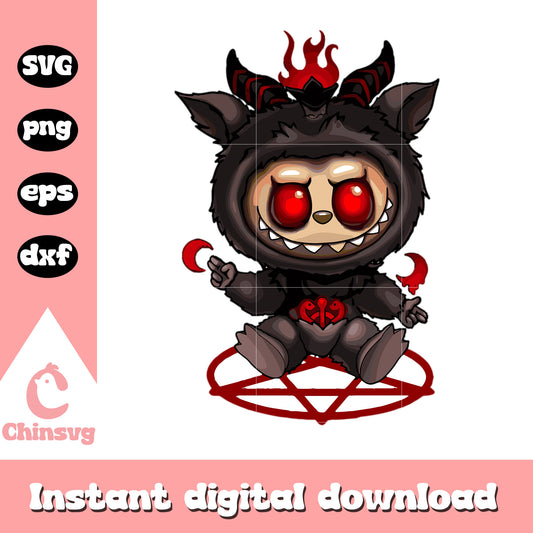 Labubu baphomet halloween design svg, baphomet drawing svg