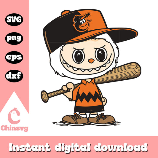 Labubu baseball buddy cute doll drawing svg, labubu toy svg