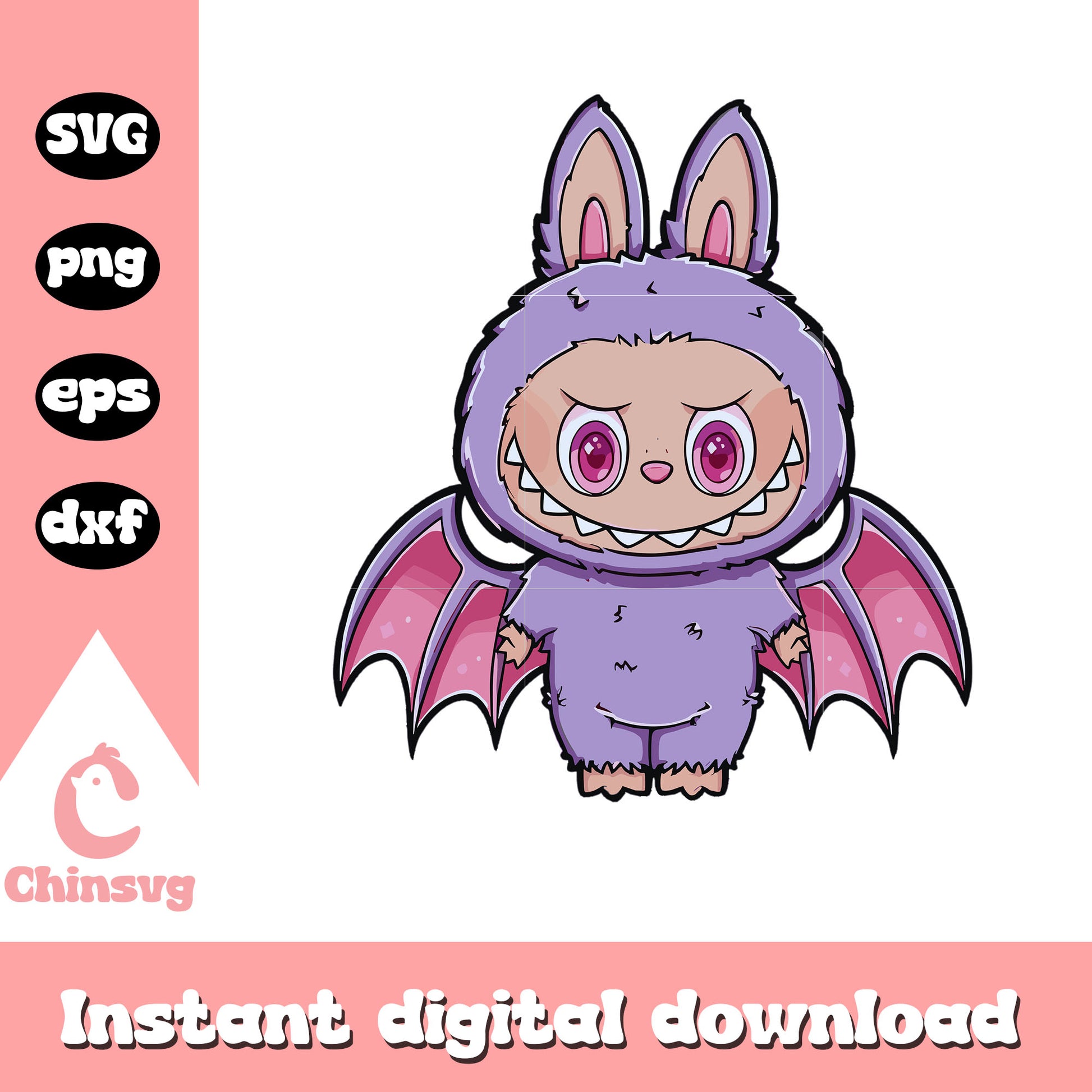 Labubu bat halloween clothes clipart svg, labubu halloween svg