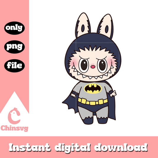 Labubu batman clothes design png, labubu doll png, batman png