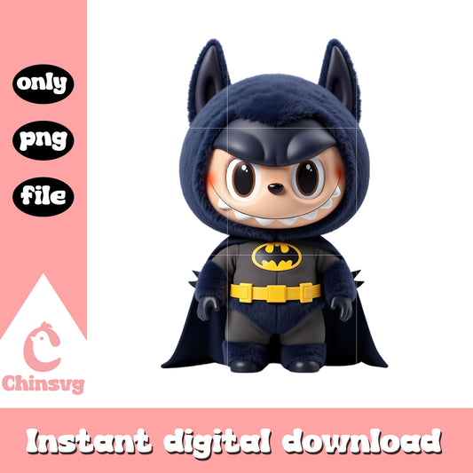 Labubu batman cosplay clothes design png, bbatman character png
