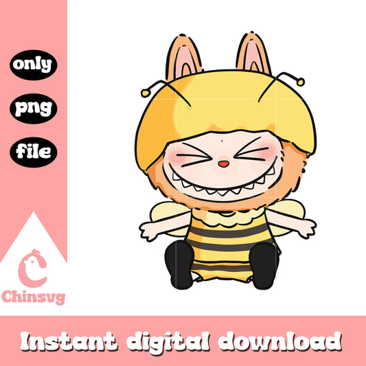 Labubu bee costume clipart design png, labubu toy png