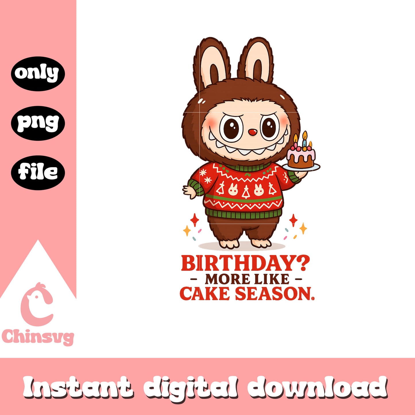 Labubu birthday more like cake season png, popmart labubu png