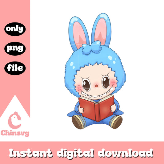 Labubu blue hand book design png, labubu doll png, labubu png