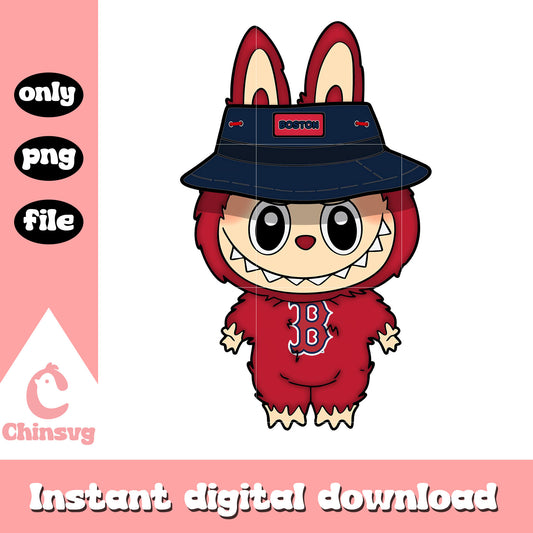Labubu boston red sox clothes design png, labubu outfits png