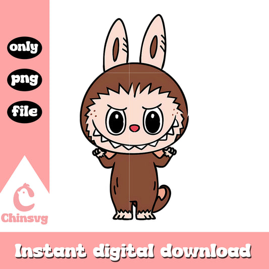 Labubu brown clothes costume design png, labubu costume png