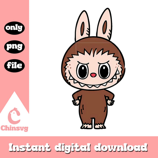 Labubu brown costume design png, cute labubu png, labubu png