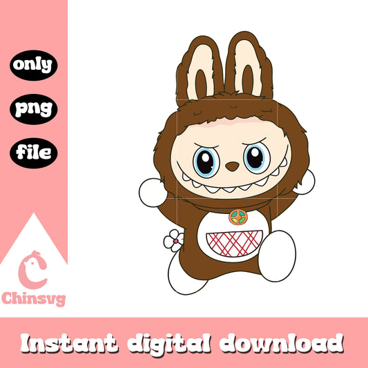 Labubu brown dorami clipart design png, labubu cartoon png