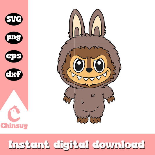Labubu brown yeti halloween drawing svg, labubu pop mart svg