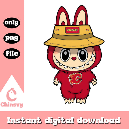 Labubu calgary flames clothes png, calgary flames png