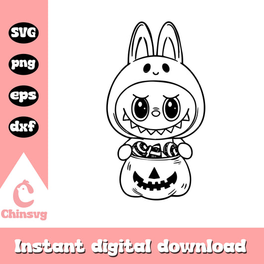 Labubu candy halloween design svg, happy halloween labubu​ svg