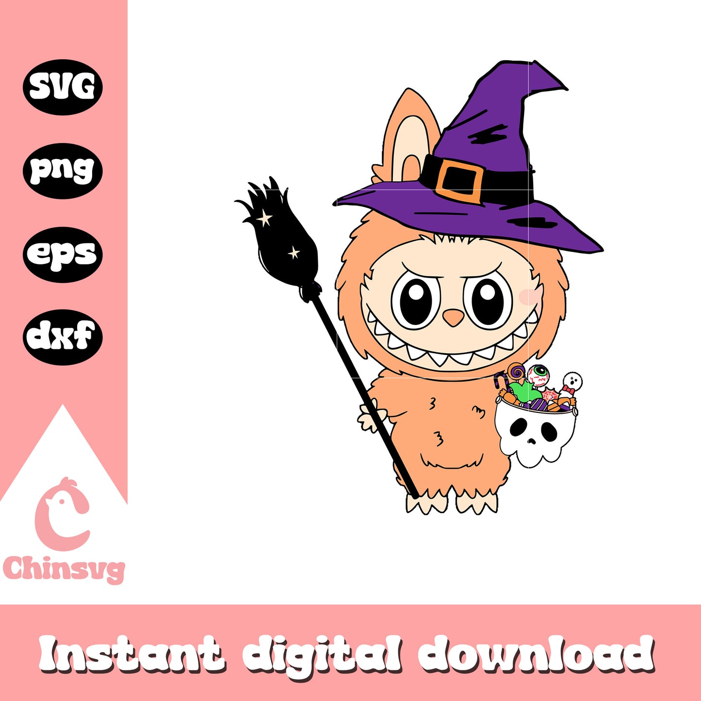 Labubu candy sorcerer clipart svg, halloween design svg