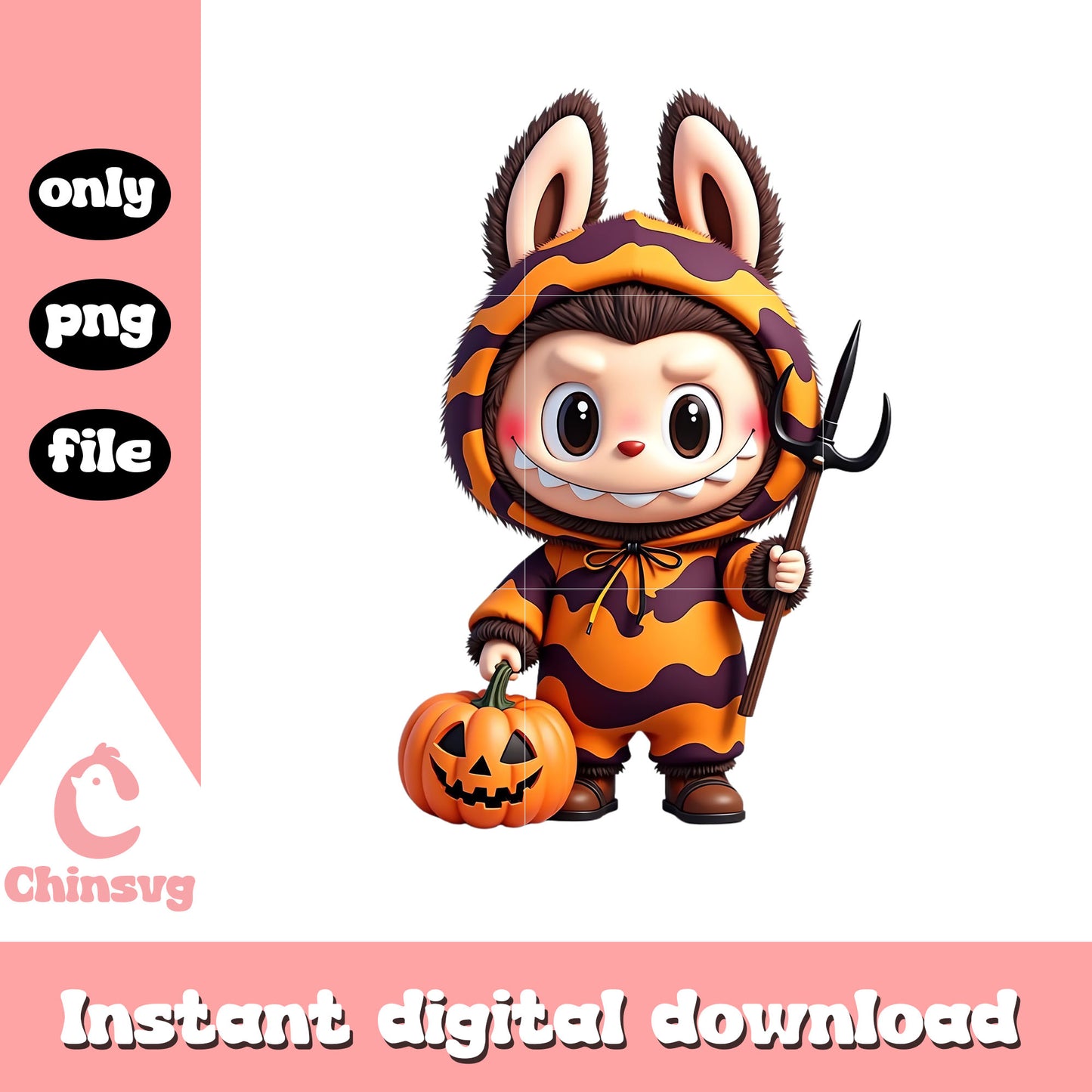 Labubu candy stripes bunny doll art png, halloween day png
