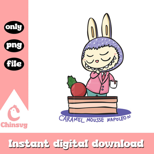 Labubu caramel mousse napoleon design png, labubu doll png