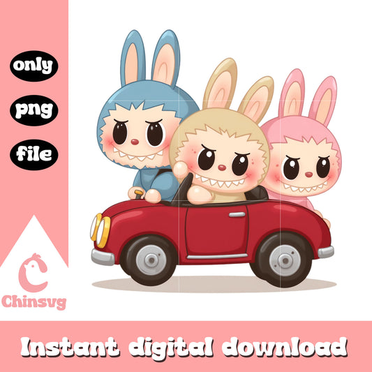 Labubu car color doll design png, labubu dolls png