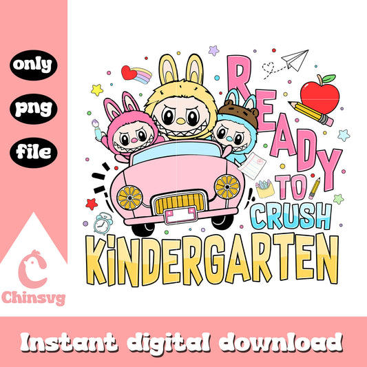 Labubu car ready to crush kindergarten png, clipart back to school png