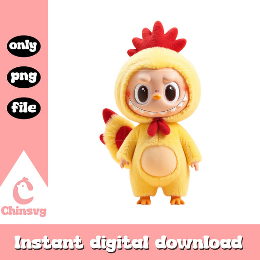 Labubu chicken doll clothes design png, labubu clothing png