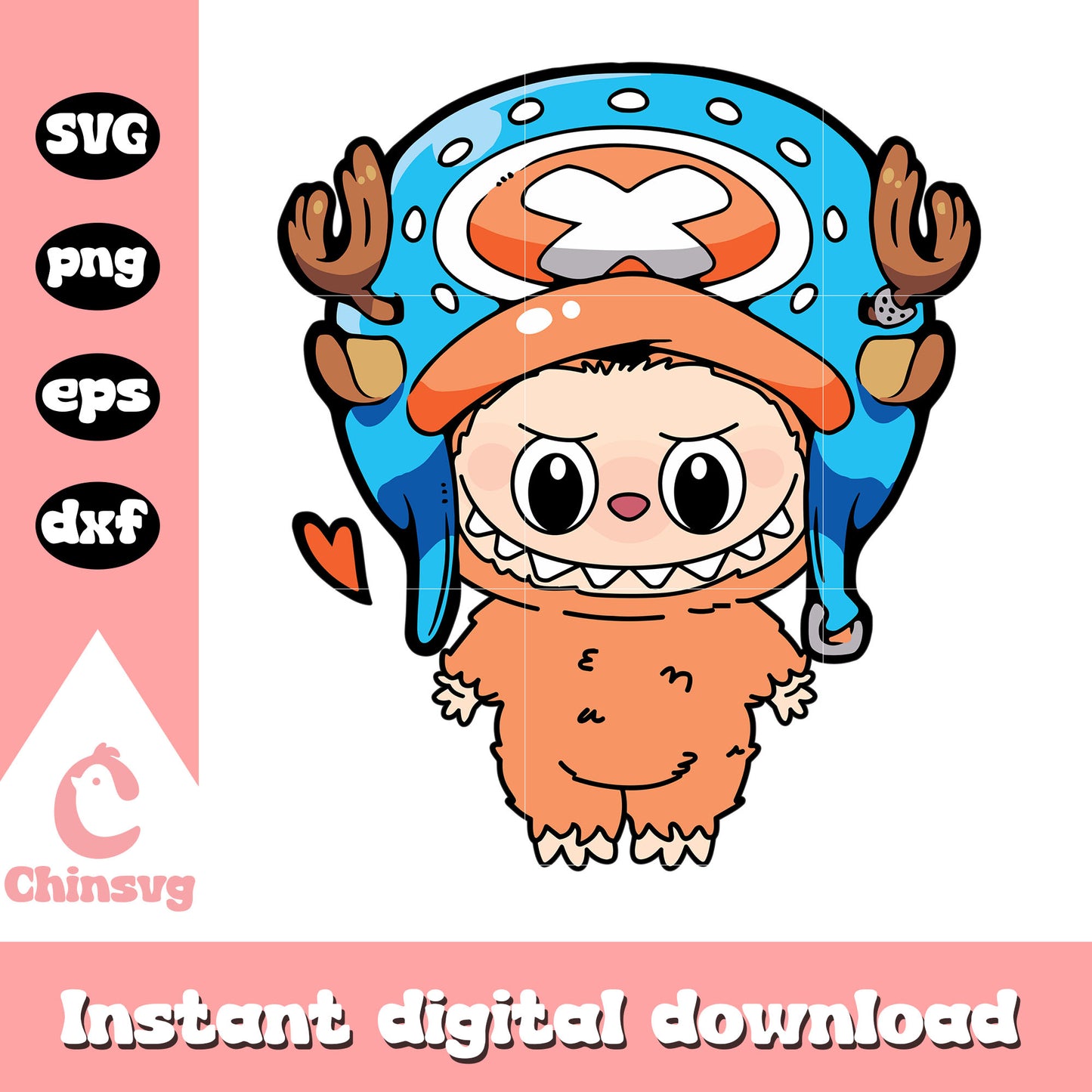 Labubu chopper charm cute doll drawing svg, labubu art svg