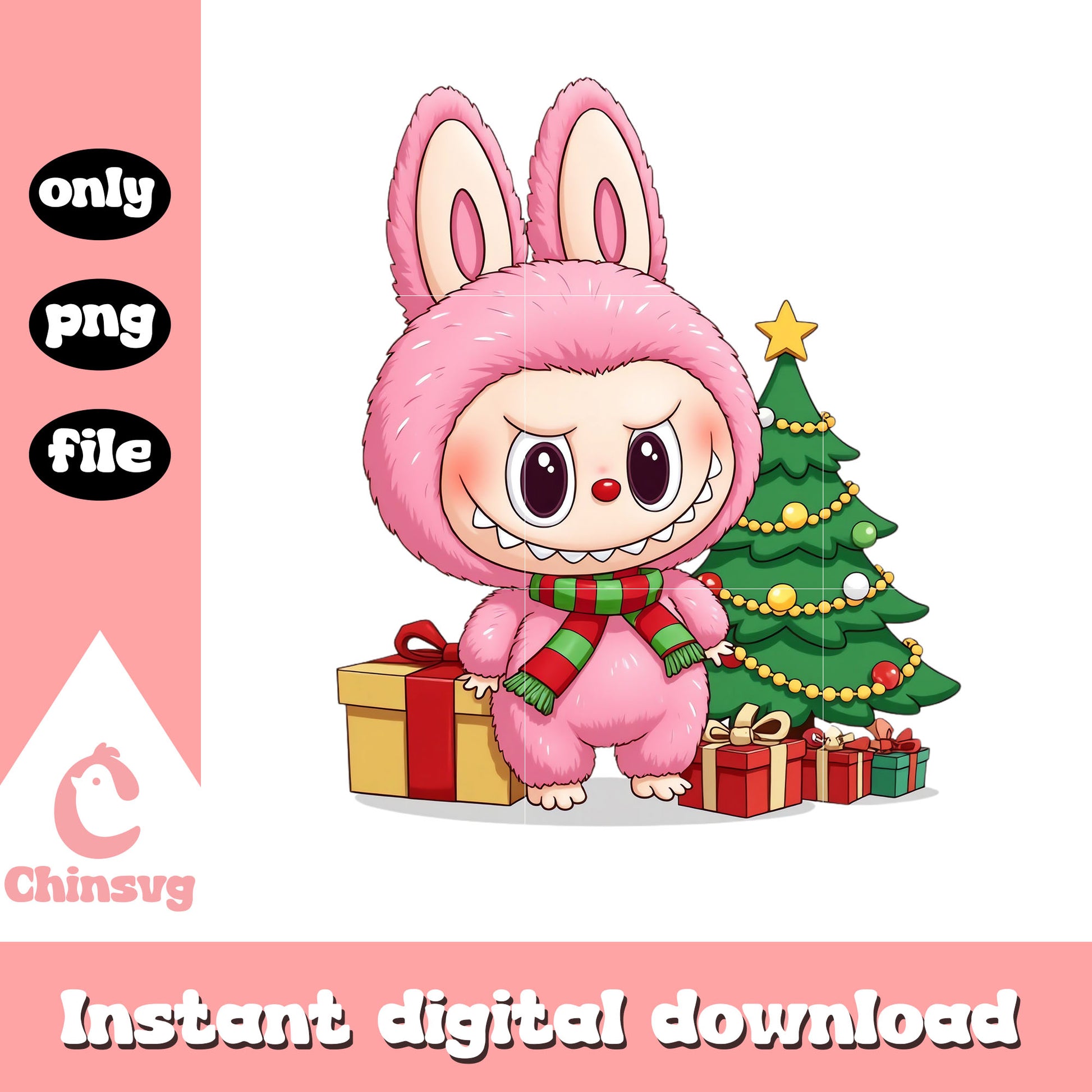 Labubu christmas day decor png, labubu decorations png