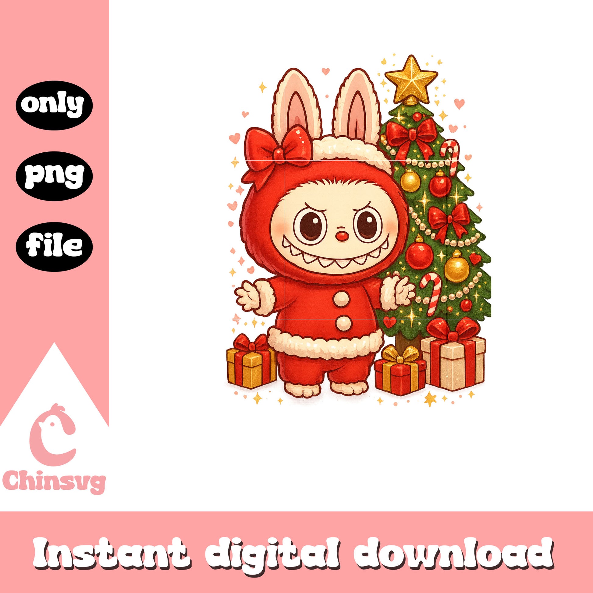 Labubu christmas decoration design png, christmas tree png