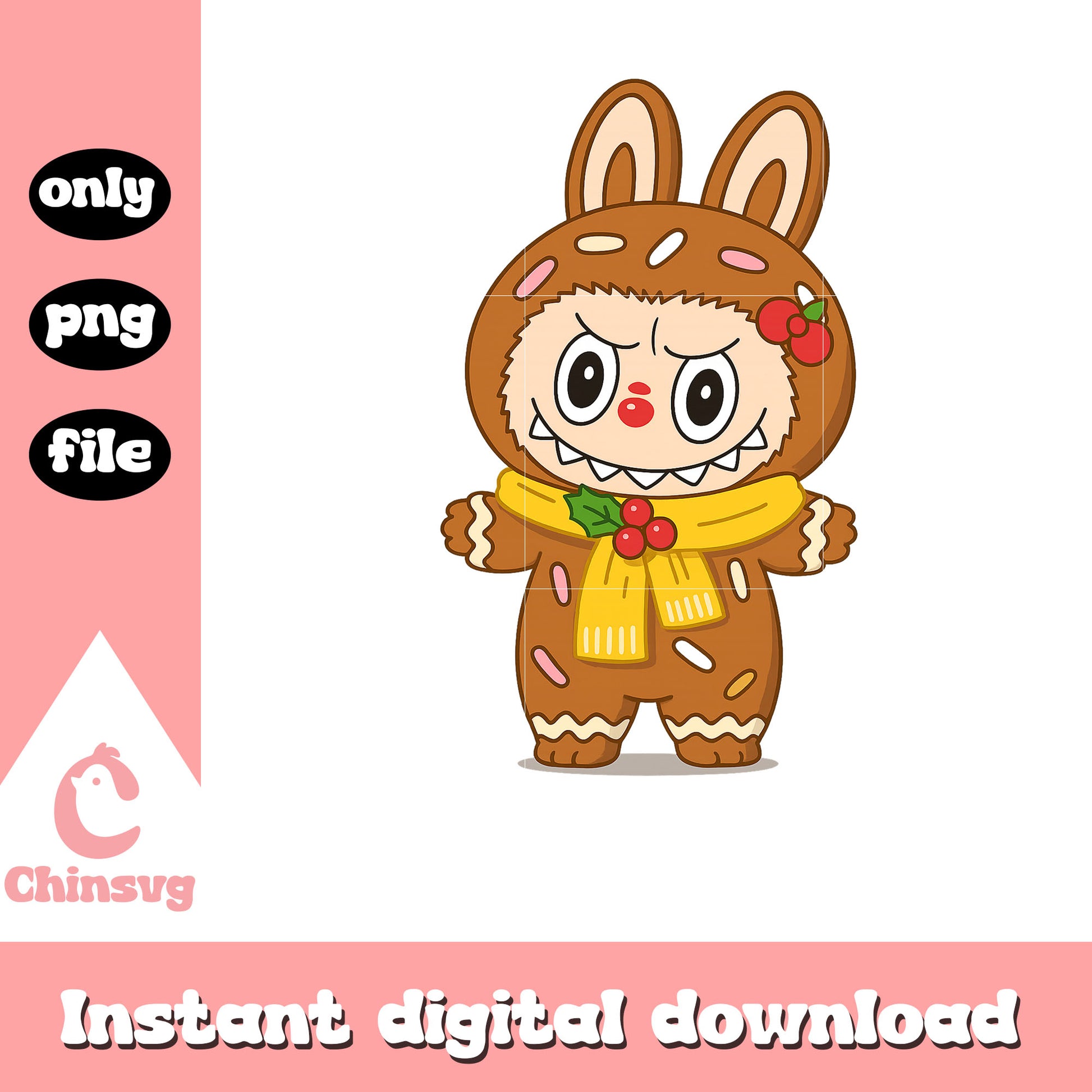 Labubu christmas donut costume png, christmas day png