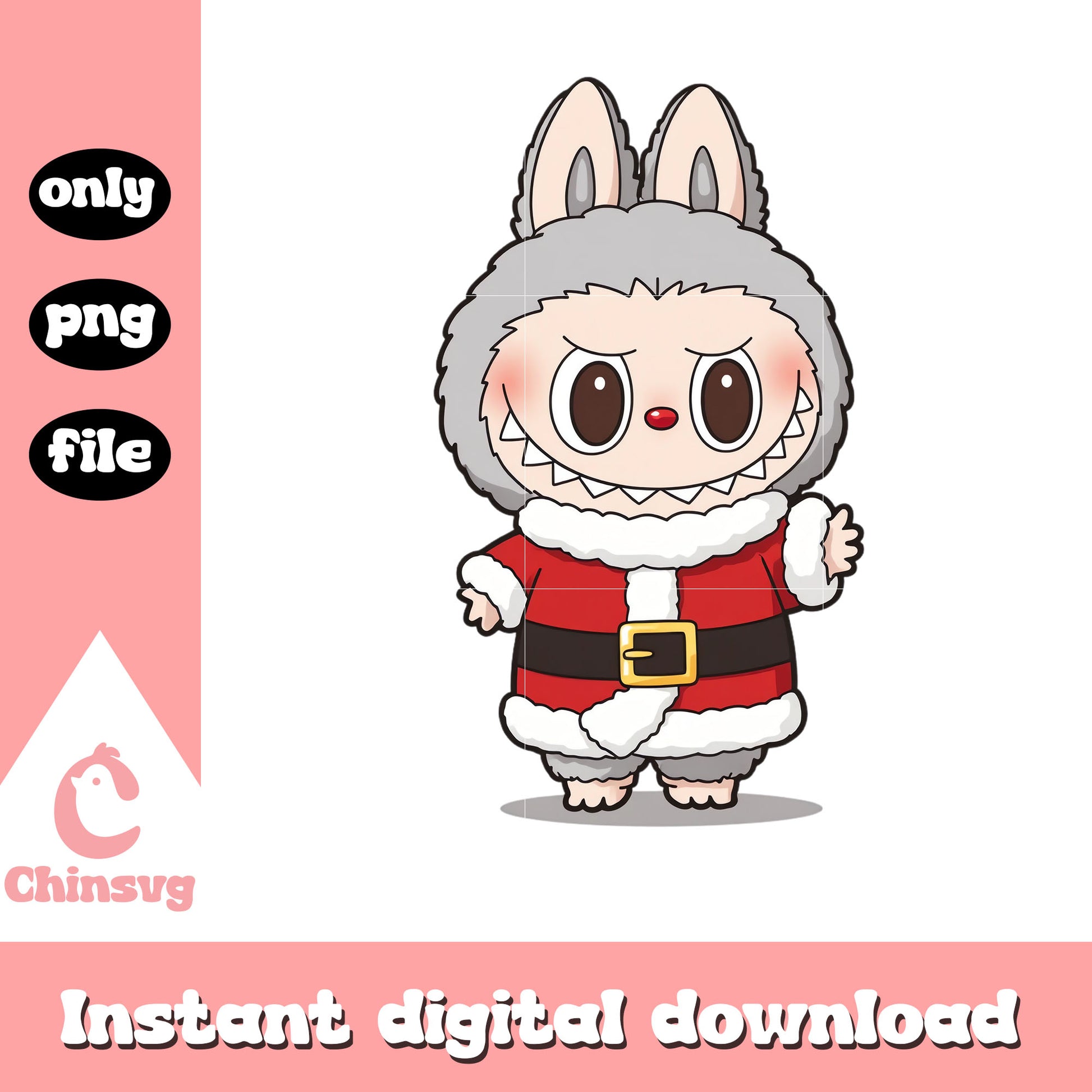 Labubu christmas outfit design png, labubu blind box png