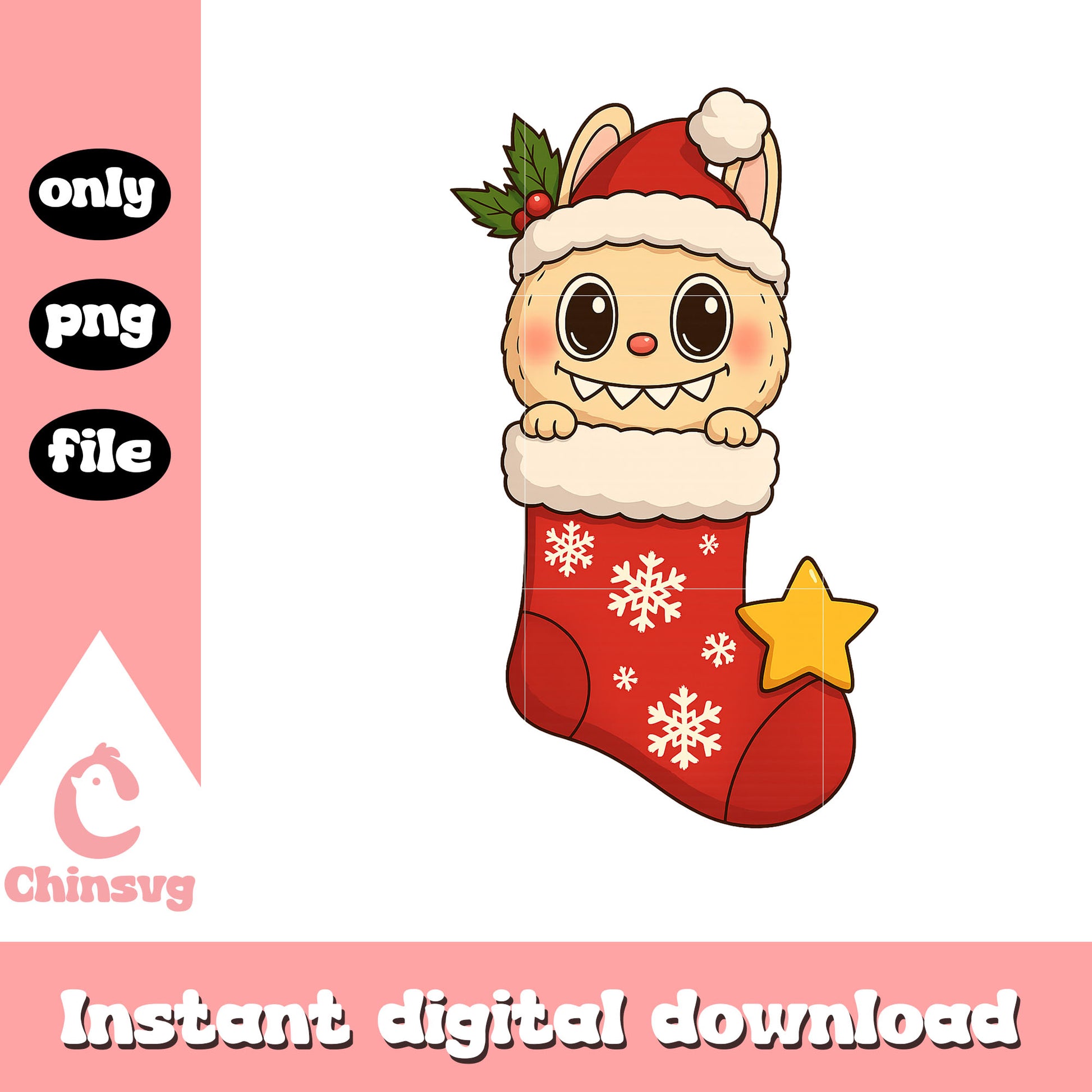 Labubu christmas stocking costume png, labubu keychain png
