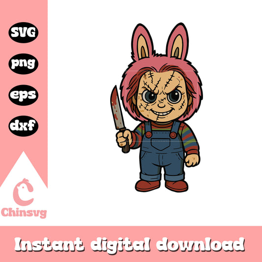 Labubu chucky clothes design svg, chucky character svg