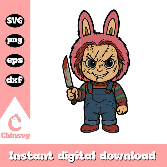Labubu chucky doll drawing design svg, chucky movie svg