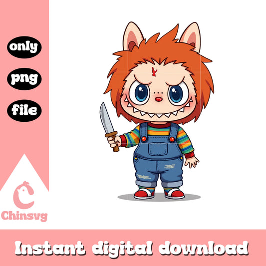 Labubu chucky monster design png, chucky child's play png