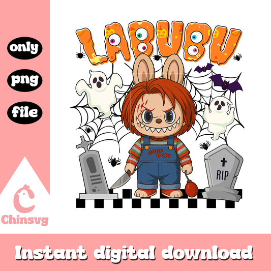 Labubu chukcy ver halloween design png, child's play png