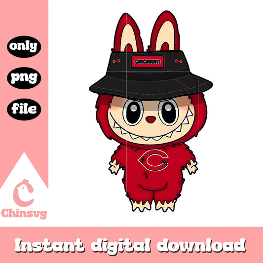 Labubu cincinnati redsclothes design png, big labubu png