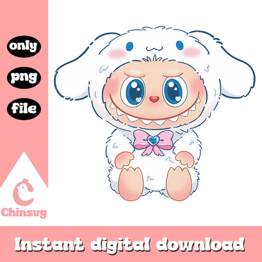 Labubu cinnamoroll costume design png, labubu costume png