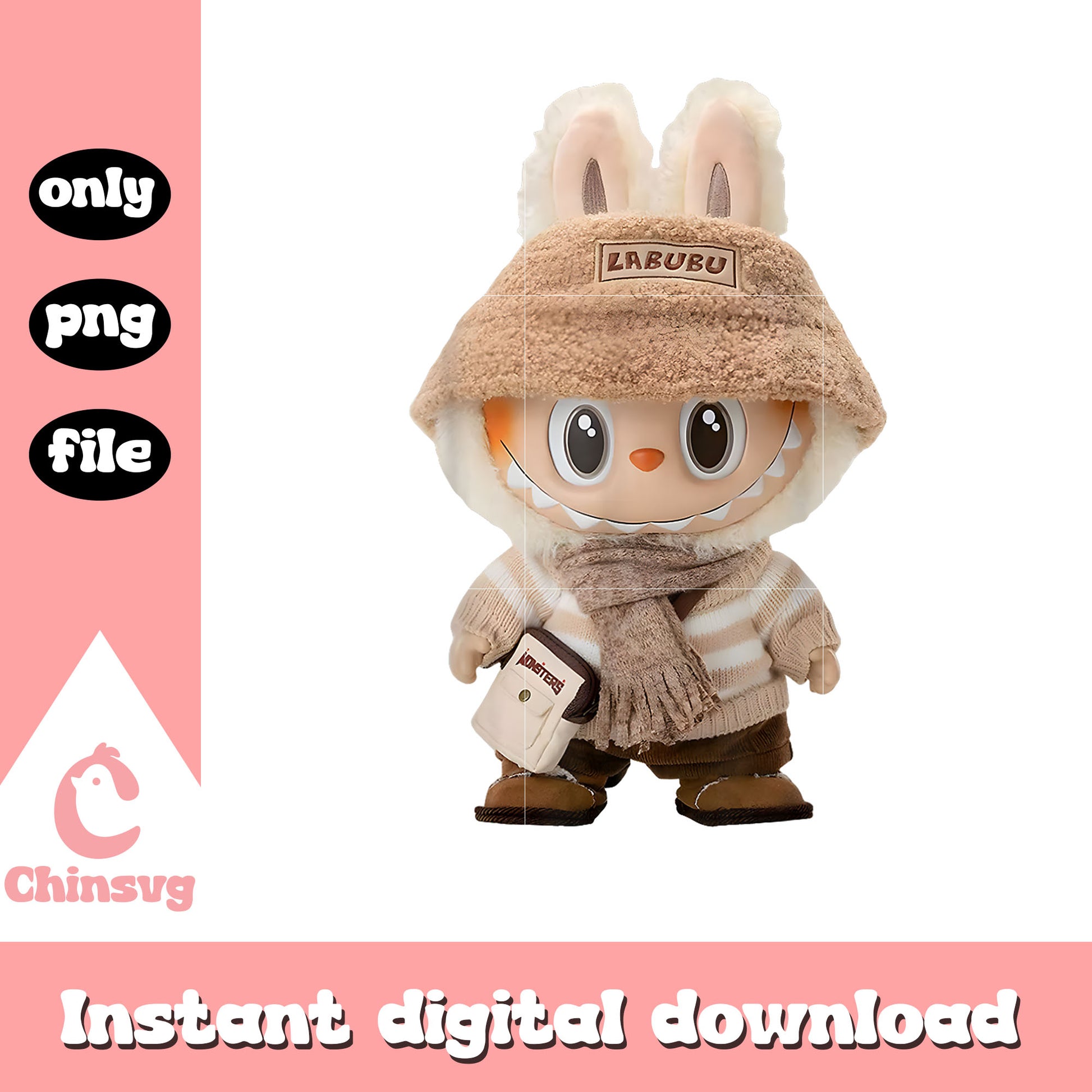 Labubu  classic pose design png, labubu monster png