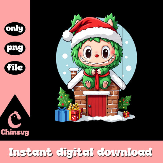 Labubu cosplay christmas tree png, the monster labubu png