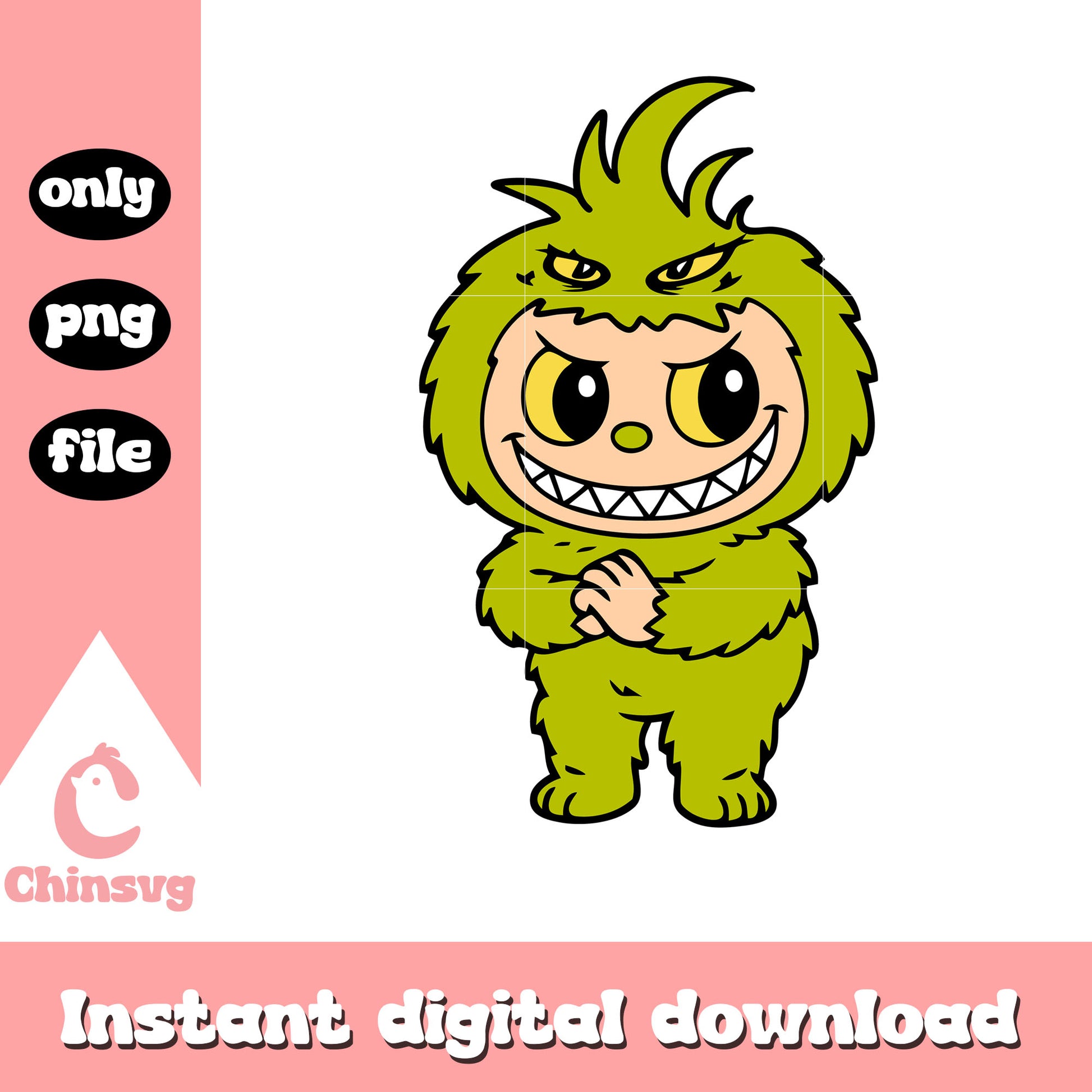 Labubu cosplay grinch design png, the grinch png