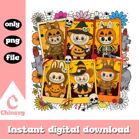 Labubu cosplay halloween picture png, happy halloween png