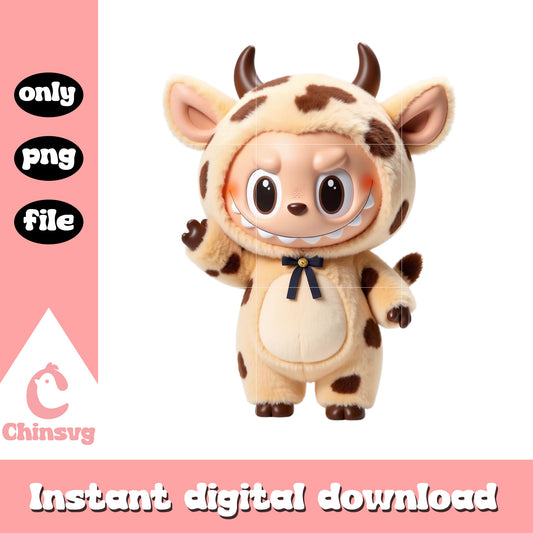 Labubu cow doll clothes png, labubu clothes png, labubu png