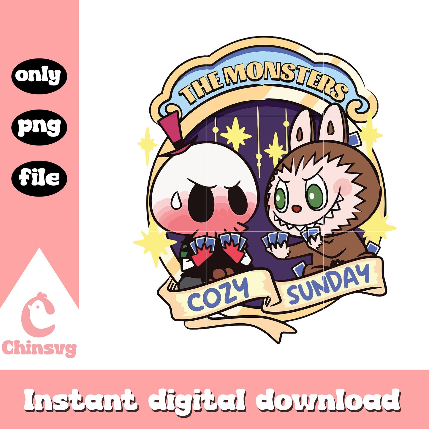 Labubu cozy sunday with tycoco design png, cute labubu png