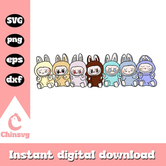 Labubu cute colors doll design svg, all labubu colors svg
