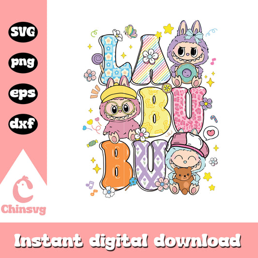 Labubu cute coquette design svg, labubu drawing svg, labubu svg