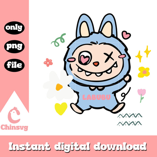 Labubu cute doodle hat design png, labubu the monster png