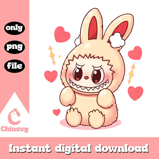 Labubu cute heart design png, labubu doll png, labubu png