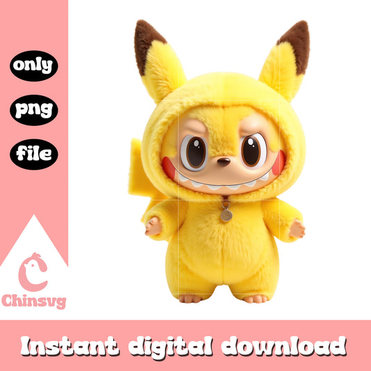 Labubu cute pokemon design png, labubu toy png, pikachu png