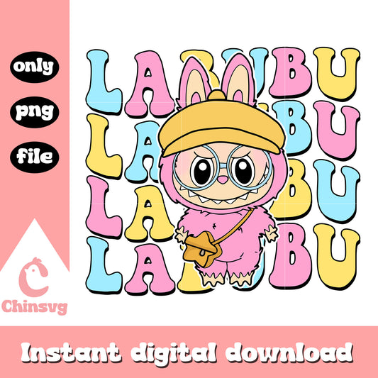Labubu cute scholar clothes popmart design png, labubu monster png