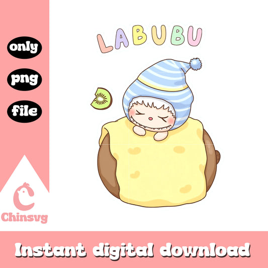 Labubu cute sleeping doll design png, labubu toy png
