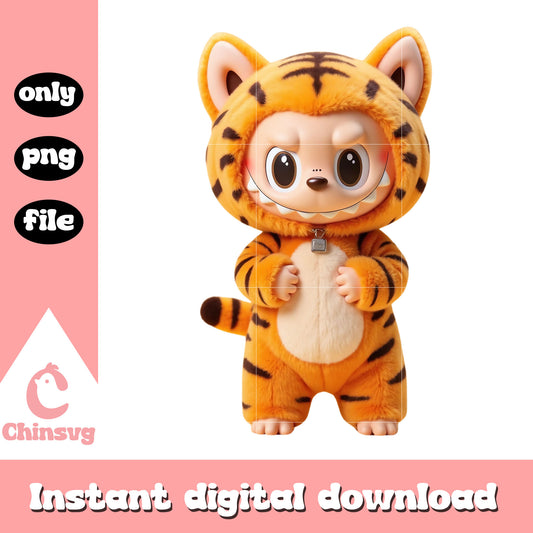 Labubu cute tiger design png, labubu cartoon png, labubu clothing png
