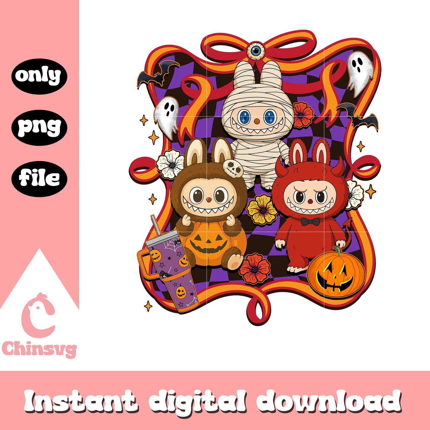 Labubu dark devil halloween bow png, devil outfits halloween png